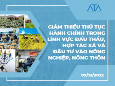 GIẢM THIỂU THỦ TỤC HÀNH CHÍNH TRONG LĨNH VỰC ĐẤU THẦU, HỢP TÁC XÃ VÀ ĐẦU TƯ VÀO NÔNG NGHIỆP, NÔNG THÔN